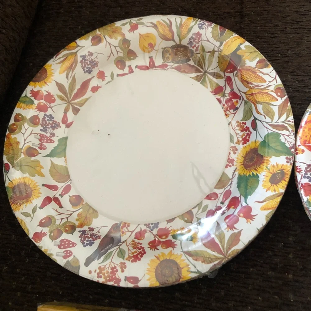 Autumn Place Setting 8 Plates Napkins Paper Fall Party Planning